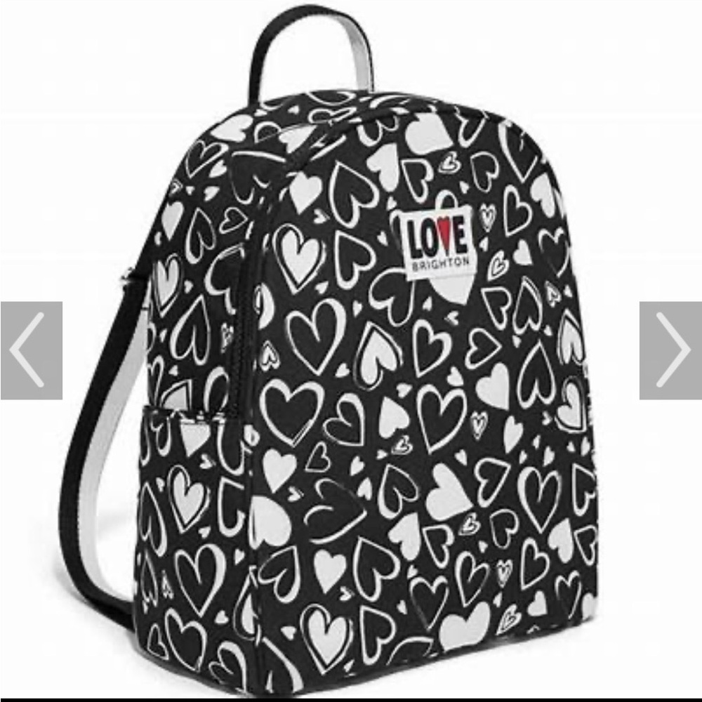 Brighton Black and White Heart-Print Backpack- “Endless Love”